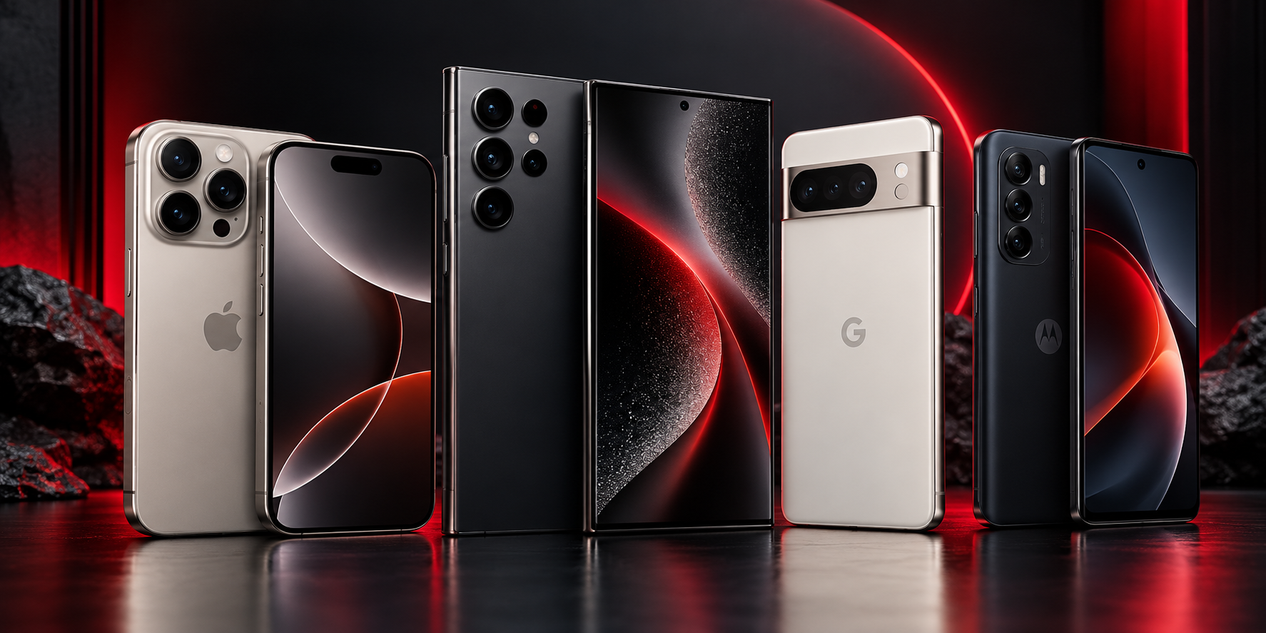 Selection of Apple, Samsung, Google, and Motorola phones